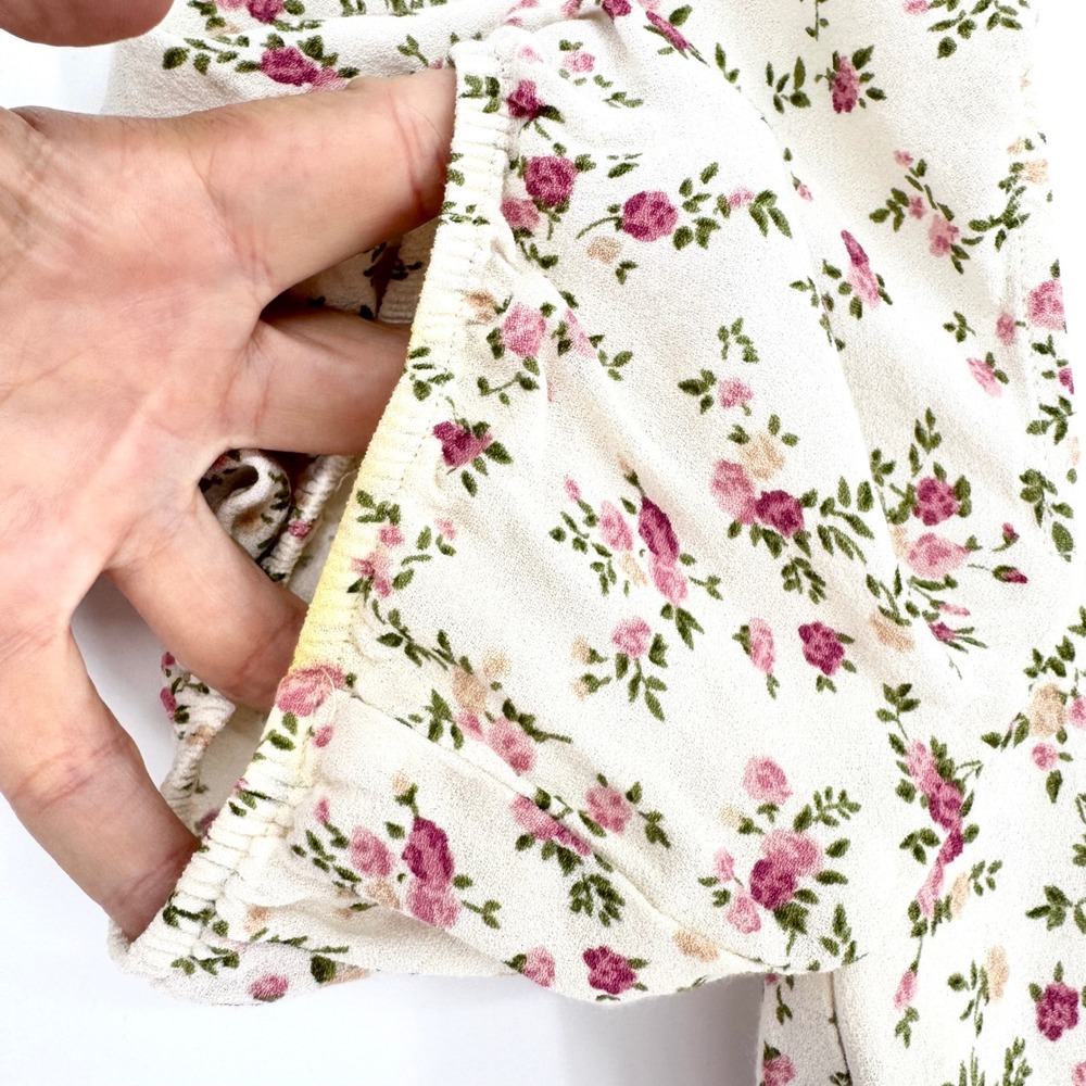 Reformation Corbin Milkmaid Puff Sleeve Floral Dress Cream & Pink Sz 6 Coquette - Picture 9 of 15